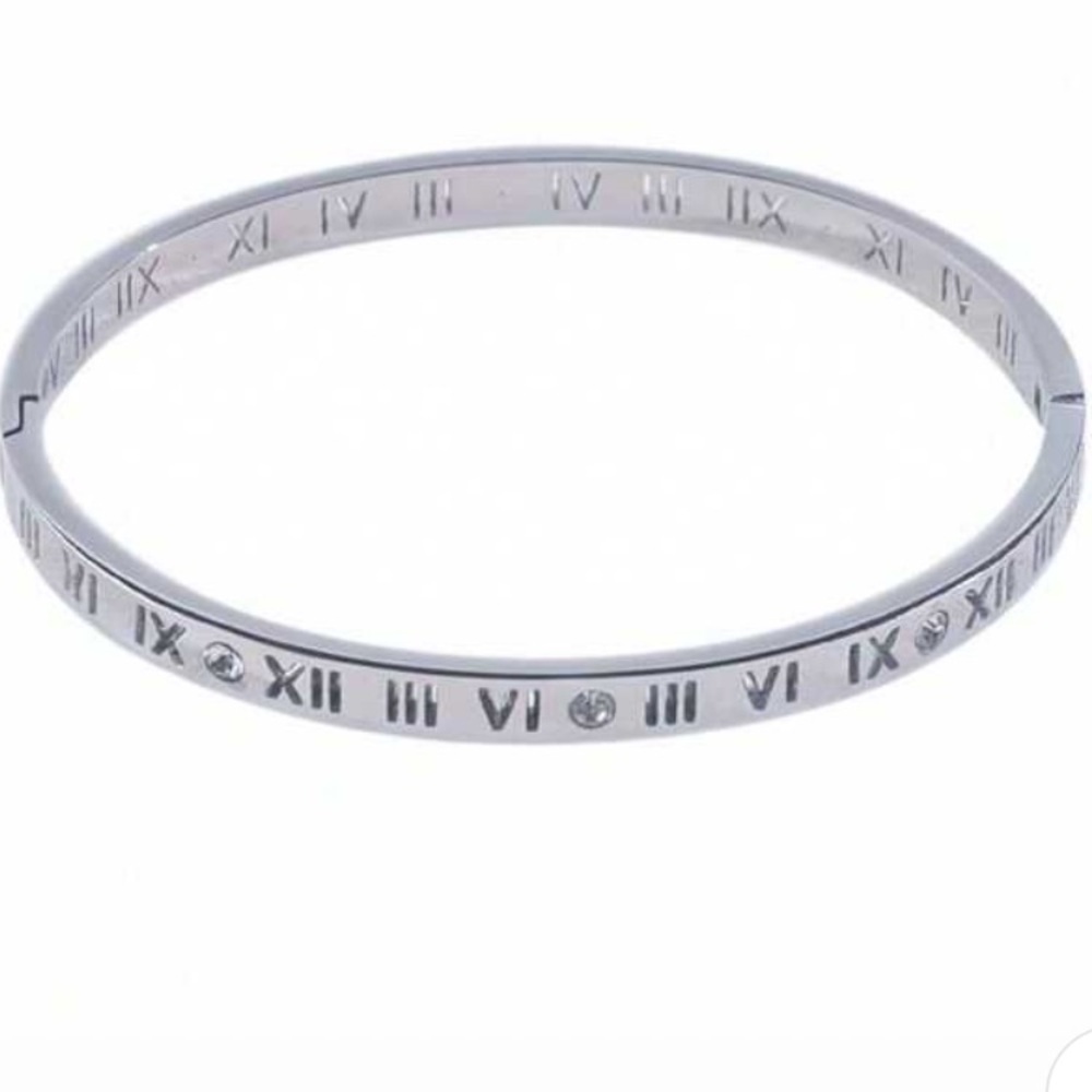 Bracelet- 18K Gold Plated in Silver Roman Numeral Bangle Bracelet, nwt